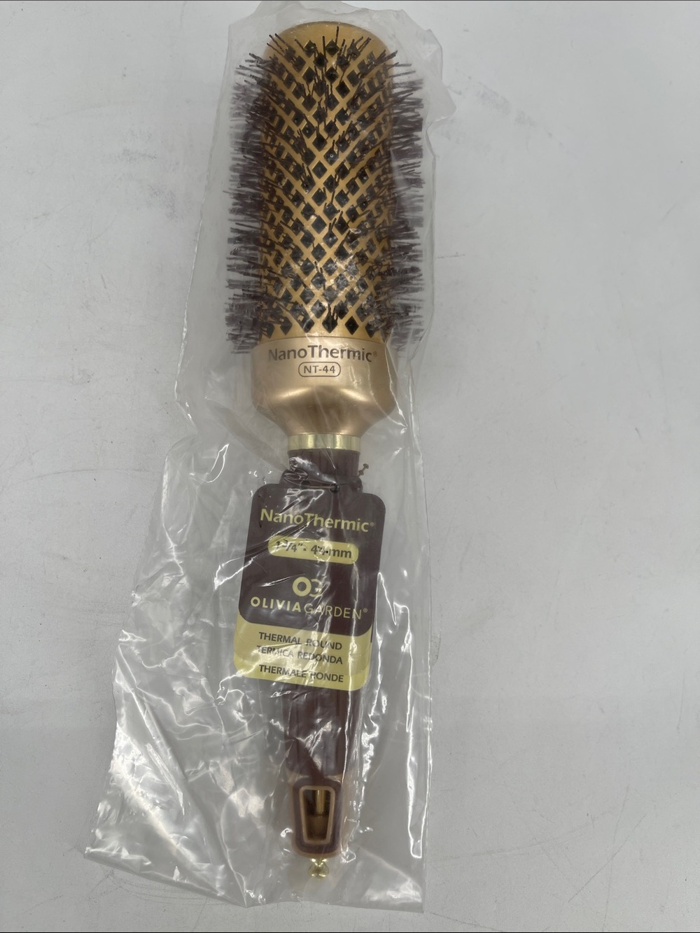 Olivia Garden NanoThermic 1 3/4-43mm Gold and Brown Round Thermal Brush NWT